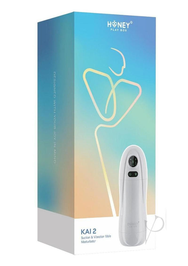 Kai 2 Suction and Vibration Male Masturbator Honey Play Box packaging featuring modern design and product details.