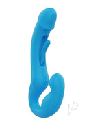 Harmony Duo App Controlled Strapless Strap on Vibrator Blue for couples' intimate pleasure and connection.