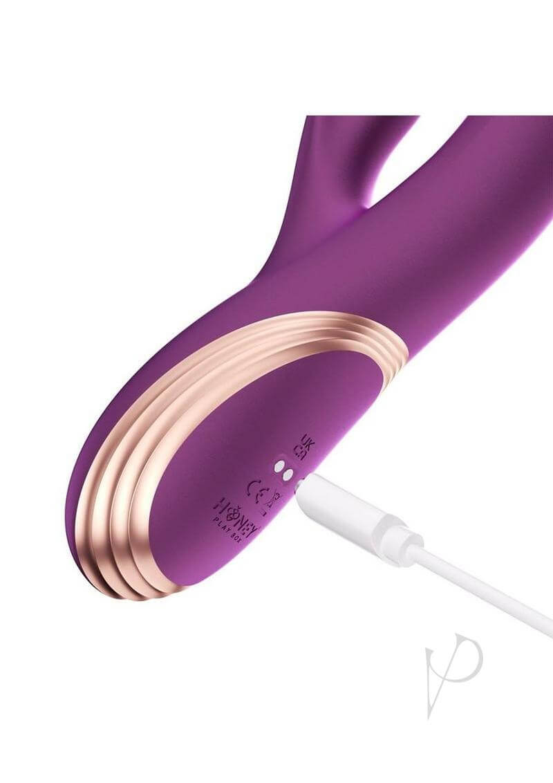 GEM G iggle Balls Rabbit Vibrator Purple by Honey Play Box with charging port and elegant design.