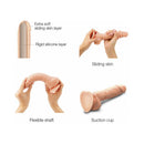Image showing features of Strap-On-Me Sliding Skin Realistic Dildo Vanilla Small, including sliding skin and flexible shaft.