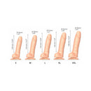 Strap-On-Me Sliding Skin Realistic Dildo Vanilla Small sizing chart with dimensions for different sizes S-XXL.