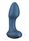 Frenzy App Controlled Rotating Anal Vibrator Blue on a white background, showcasing its sleek design and textured surface.