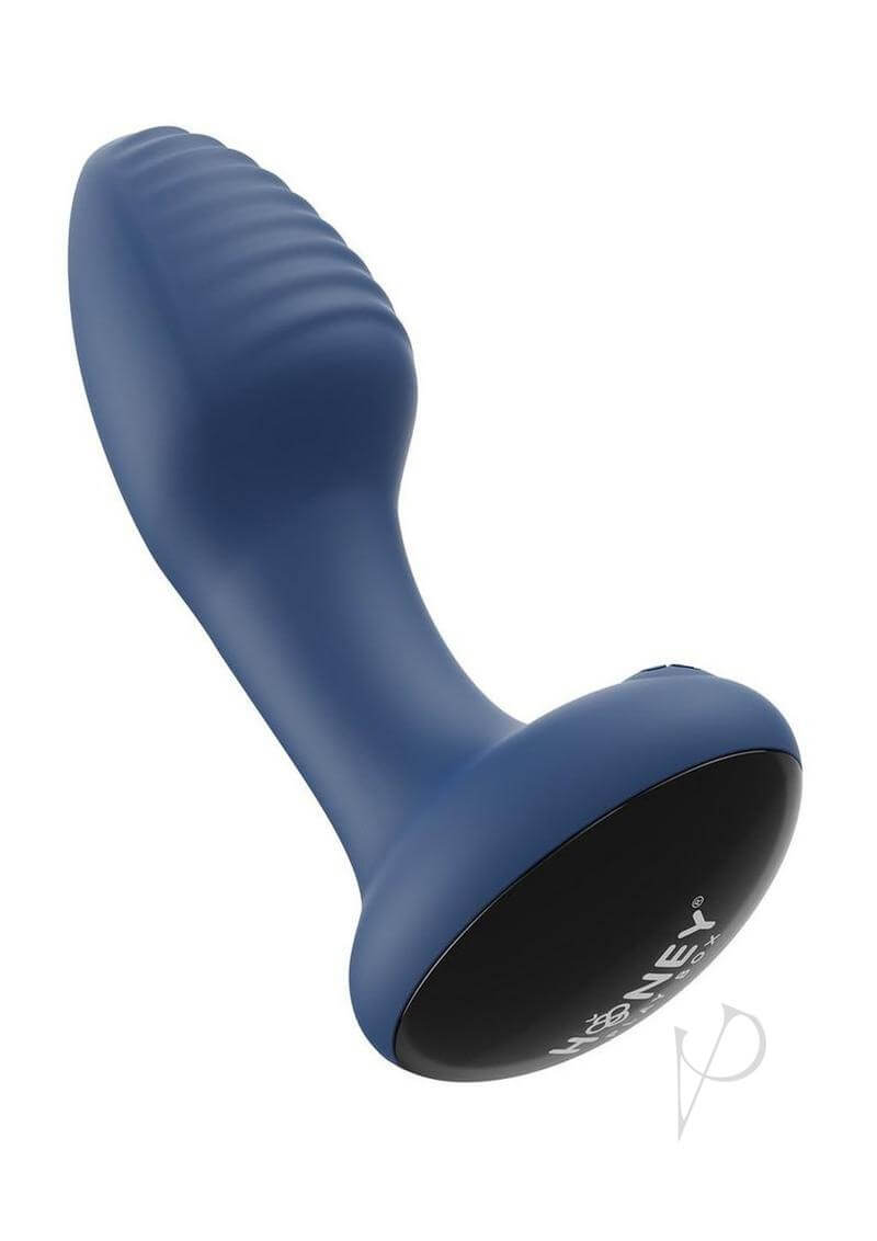 Frenzy App Controlled Rotating Anal Vibrator Blue showcasing its ergonomic design and sleek blue finish.