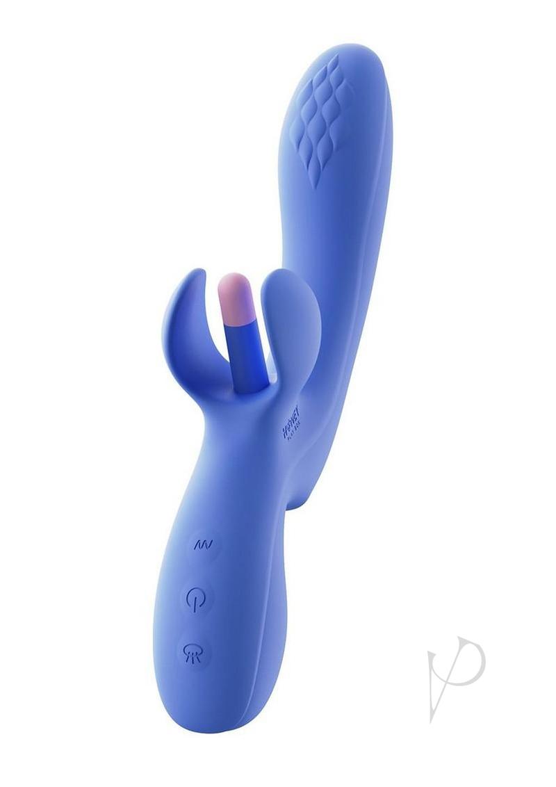 Fortexa App Controlled Flapping Dual Vibrator Blue with flapping mechanism and textured design for combined pleasure.