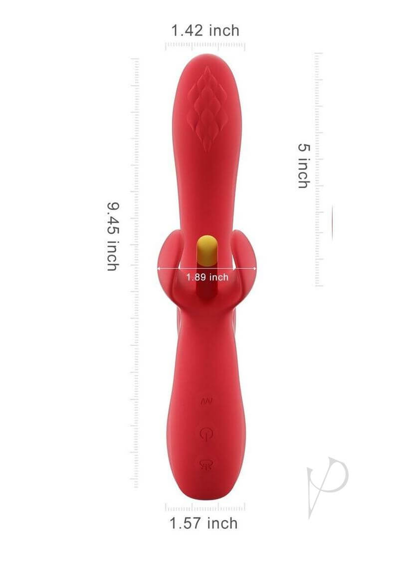 Fortexa App Controlled Flapping Dual Vibrator Red with dimensions displayed in inches.
