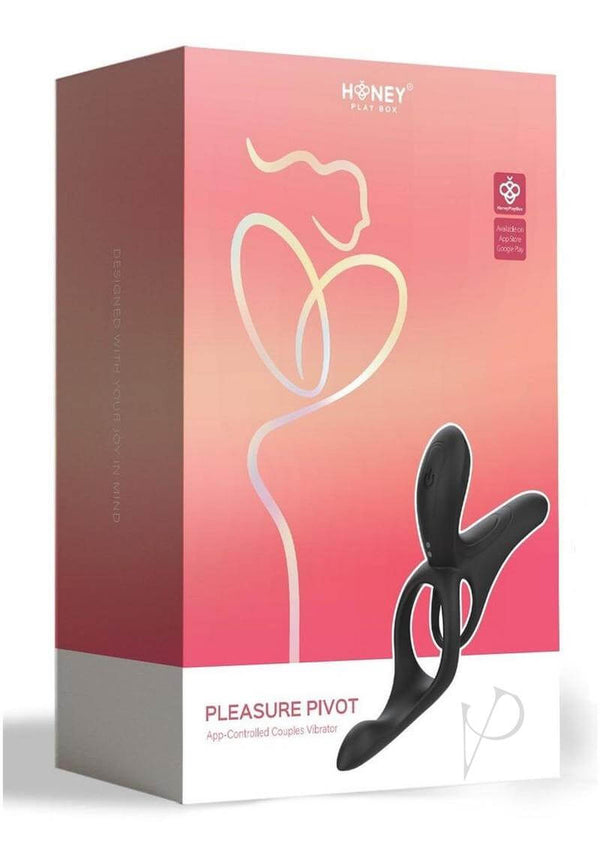 Pleasure Pivot App Controlled Couples Vibrator Black packaging featuring a sleek design and vibrant colors.