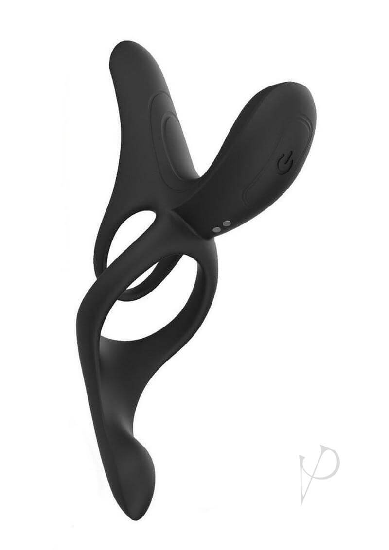 Pleasure Pivot App Controlled Couples Vibrator Black, 4-in-1 dual stimulation toy for enhanced intimacy.
