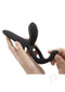 Pleasure Pivot App Controlled Couples Vibrator Black held in hand, showcasing its ergonomic design and features.