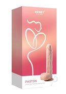 Paxton 8.5 inches App Controlled Vibrating Dildo Tan packaging displayed with product details.