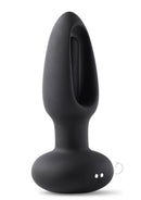 Snuggy Tapping Anal Plug Vibrator Black by Honey Play Box, a smooth black silicone anal toy with unique design.