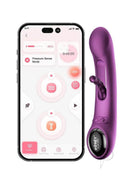 Tempo App Controlled Tapping G spot Vibrator Honey Play Box next to smartphone app for customized pleasure.