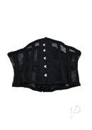 Rouge Mesh Corset Black Large XLarge showing a stylish black mesh design with cinched waistline for flattering silhouette.