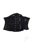 Rouge Mesh Corset Black Large XLarge view from above showcasing the intricate lace-up design and breathable mesh fabric.