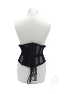 Back view of the Rouge Mesh Corset Black Large XLarge showcasing its laced design and flattering mesh fabric.
