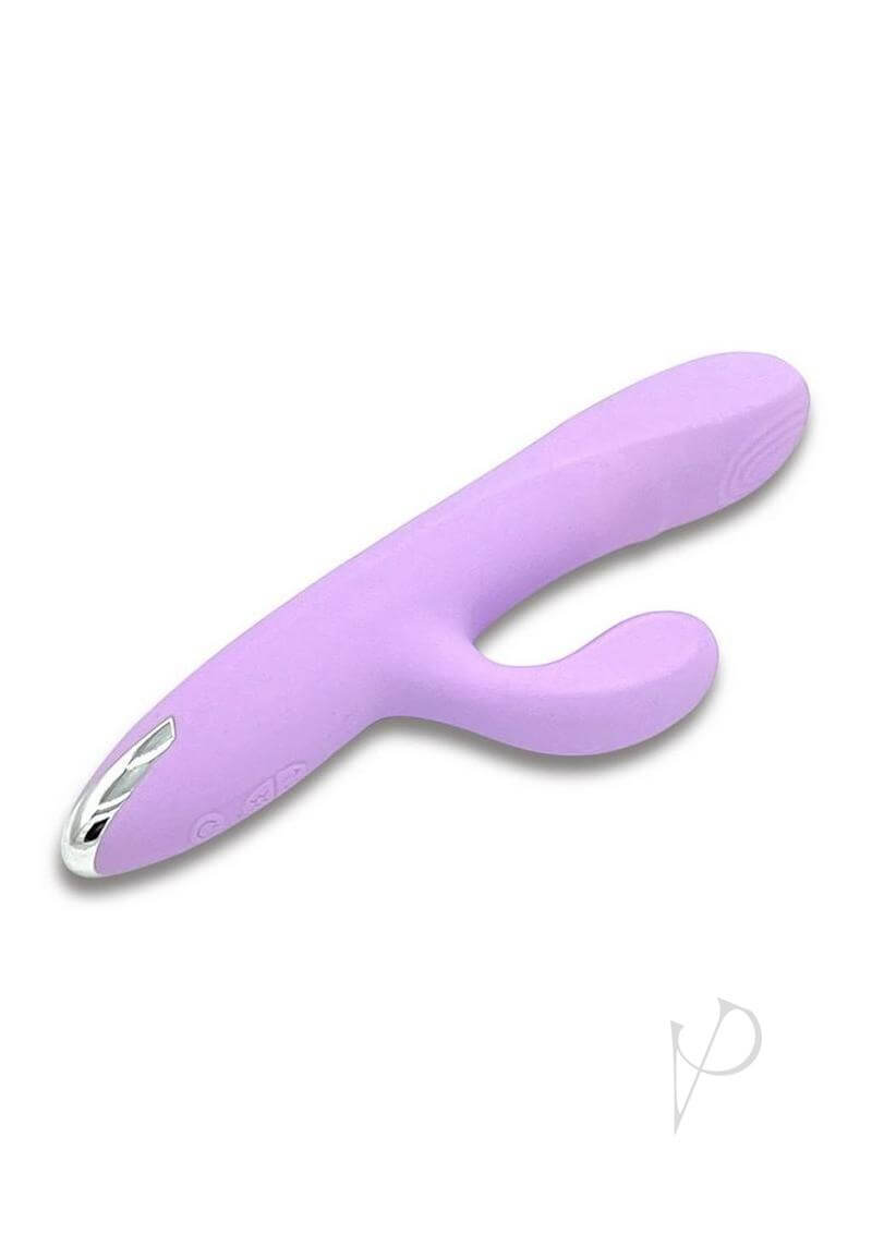 Velvet Thruster Powerful Thrusting Rabbit Vibrator Purple showcasing sleek design and dual motors for intense pleasure.