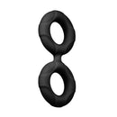 Forto F-81 Silicone Cock & Ball Double Ring Small Black on a white background, showcasing its sleek design.