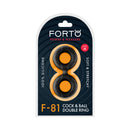 Forto F-81 Silicone Cock & Ball Double Ring Medium Black packaging showing soft, stretchy silicone design.