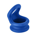 Forto F-20 Silicone Cockring and Ball Stretcher Small Blue showcasing a snug design for comfort and enhanced sensation.