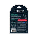 Forto F-20 Silicone Cockring and Ball Stretcher Small Blue product packaging instructions and features.