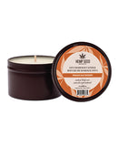 Earthly Body 3 in 1 Massage Candle 6 Oz Fresh Squeezed in a brown tin with a natural wax and fresh squeezed scent.