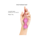 Love To Love Joia Silicone Kegel Balls Pink Passion held in hand showing intermediate level and size details.