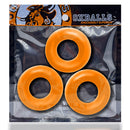 Oxballs Fat Willy 3-pack Jumbo Cockrings Orange in vivid orange packaging with three thick, grippy rings.