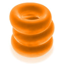 Oxballs Fat Willy 3-pack Jumbo Cockrings Orange stacked, vivid orange silicone cockrings for enhanced grip and comfort.