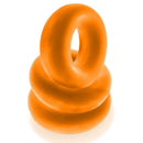 Oxballs Fat Willy 3-pack Jumbo Cockrings Orange stacked together in vivid orange color.
