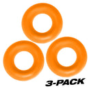 Oxballs Fat Willy 3-pack Jumbo Cockrings Orange displayed with three thick, grippy rings in a vivid orange finish.