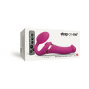 Strap-on-me Multi Orgasm Strapless Strap-on Fuchsia Medium packaging with remote control displayed.