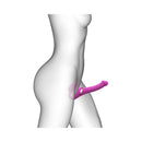 Strap-on-me Multi Orgasm Strapless Strap-on Fuchsia Medium shown on a mannequin demonstrating its ergonomic design.