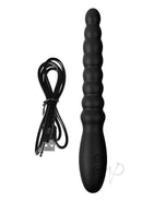 Ass-Sation Magic Wand Silicone Anal Vibrator Black with USB charging cable, showcases ribbed design for anal pleasure.