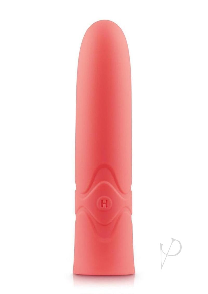 Hush Bullet Soundless Vibrator Pink displayed against a white background, showcasing its sleek, soft silicone design.