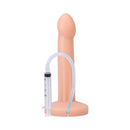 Tantus Pop 7.25 Inch Silicone Squirting Dildo Cream with syringe for realistic ejaculation play.