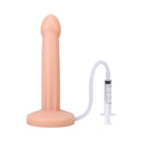 Tantus Pop 7.25 Inch Silicone Squirting Dildo Cream with a syringe for realistic ejaculation play.