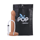 Tantus Pop Squirting Silicone Dildo Honey with syringe for realistic ejaculation play.