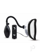 Size Up Classic Vibrating Pussy Pump Black and Clear with vacuum feature and vibration control.