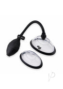 Size Up Classic Pussy Pump with Two Chambers Black and Clear, featuring interchangeable chambers and easy-grip hand pump.