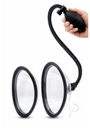 Size Up Classic Pussy Pump with Two Chambers Black and Clear - interchangeable chambers and hand pump for customizable suction.