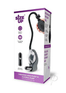 Size Up Rechargeable Vibrating Petite Pussy Pump Black/Clear ergonomic design features and rechargeable bullet vibe.