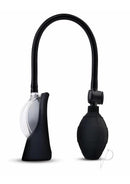 Size Up Rechargeable Vibrating Petite Pussy Pump Black/Clear with vacuum suction and bullet vibe for enhanced pleasure.