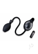 Size Up Rechargeable Vibrating Petite Pussy Pump Black/Clear accessories including suction bulb and bullet vibe.
