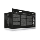 Ouch Curved 8 Inch Hollow Strap-On Gunmetal packaging featuring detailed product information and design.