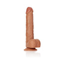 RealRock 10 Inch Realistic Suction Cup Dildo With Balls Tan - Tan dildo with suction cup and realistic features.