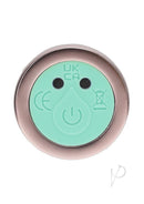 Loveline Celestia 6.3 Inch Glass Bulb Tip Vibrator Green control button with a mint green finish.