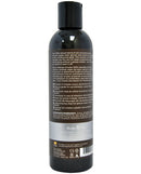 Earthly Body Massage and Body Oil 8 Oz Unscented bottle back label with ingredients and usage instructions.