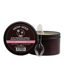 Earthly Body Suntouched Hemp Candle 6 Oz Zen Berry Rose in a 3-in-1 massage candle tin.