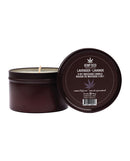Earthly Body Suntouched Hemp Candle 6 oz Round Tin Lavender in a round tin with a soothing lavender scent.