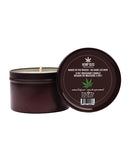 Earthly Body Suntouched Hemp Candle Naked in the Woods showcasing a 3-in-1 massage candle in a round container.
