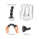 Strap-on-me Hybrid Silicone Dildo Plug Balls Black Large showcasing triplet balls design and flexible shaft for optimal stimulation.